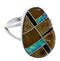 Genuine Silver Southwestern Multicolor Ring Size 6-1/4 TX39367